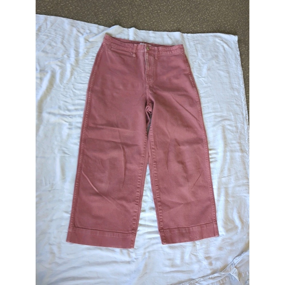 Madewell Curvy Slim Emmet Wide Leg Canvas Pants Sz 28 Pink High Waist 30X25‎